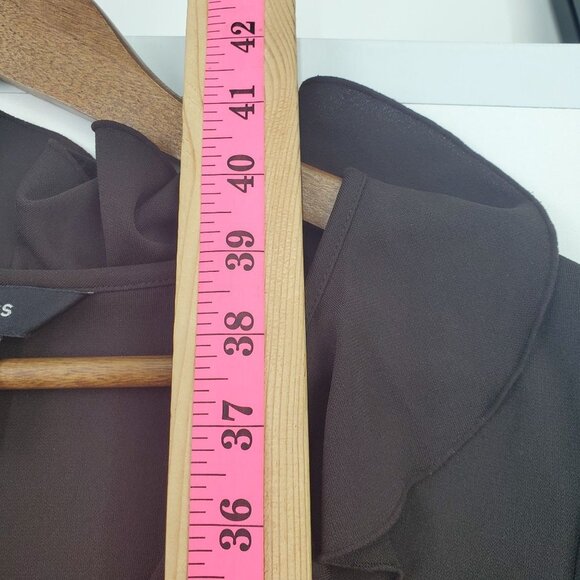 Express Womens Long Bell Sleeve Surplice Ruffle‎ Dress Sz 5/6 Brown Midi V-Neck - Picture 12 of 14